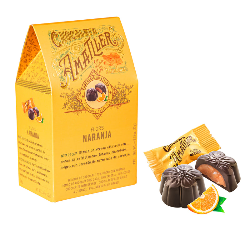 Amatiler Citrus Chocolate, Dark Chocolate with Orange Filling, 72g/2.5oz