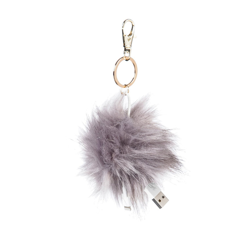 USB Pom Pom Keychain, 4 Asst, Navy, Gray, Black, Olive Green,7key028