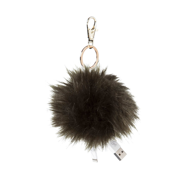 Evergreen Accessory,USB Pom Pom Keychain, 4 Asst, Navy, Gray, Black, Olive Green,3.5x3.5x5.5 Inches