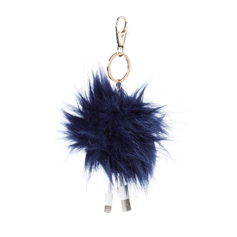 Evergreen Accessory,USB Pom Pom Keychain, 4 Asst, Navy, Gray, Black, Olive Green,3.5x3.5x5.5 Inches