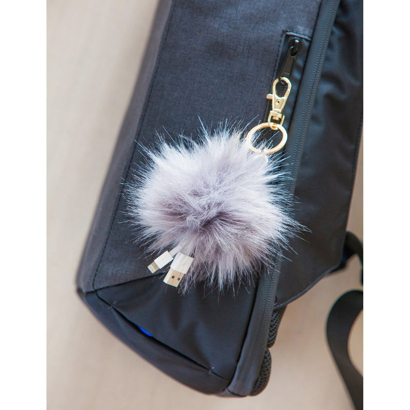 Evergreen Accessory,USB Pom Pom Keychain, 4 Asst, Navy, Gray, Black, Olive Green,3.5x3.5x5.5 Inches