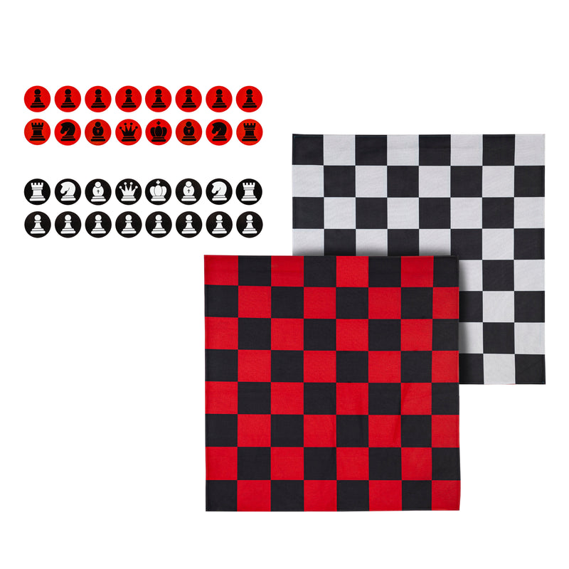 Evergreen Gifts,Outdoor Reversible Game Set with Storage Bag, Checkers/Chess,48x48x0.01 Inches