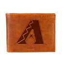Arizona Diamondbacks, Embossed 100% Genuine Tumbled Leather Passcase Bi-Fold Wallet, Brown