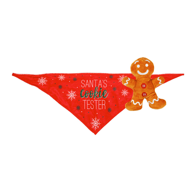 Evergreen Gifts,Christmas Dog Bandana & Toy Set, Santa's Cookie Tester,1.5x4.75x6 Inches