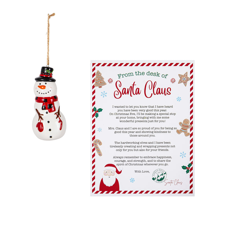 Evergreen Gifts,Letter from Santa and Ornament Gift Set,2.1x1.9x4.25 Inches