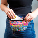 Geometric Tapestry Cross Body Bag with Adjustable Buckle Strap