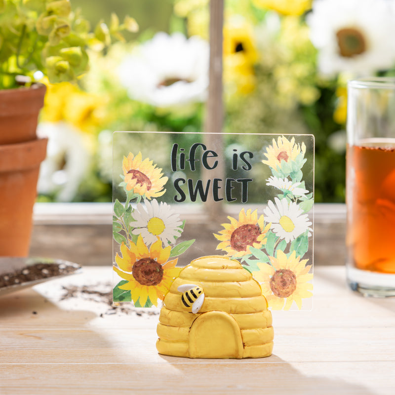 Beehive "Life is Sweet" Resin and Acrylic Table Decor, 5.75"H