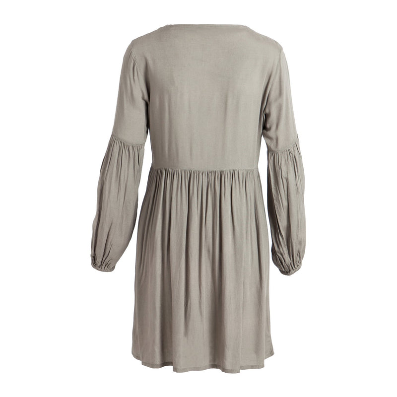 Boho Embroidered Tunic Dress, Gray,7tun158