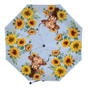Highland Cow and Sunflowers Compact Manual Umbrella