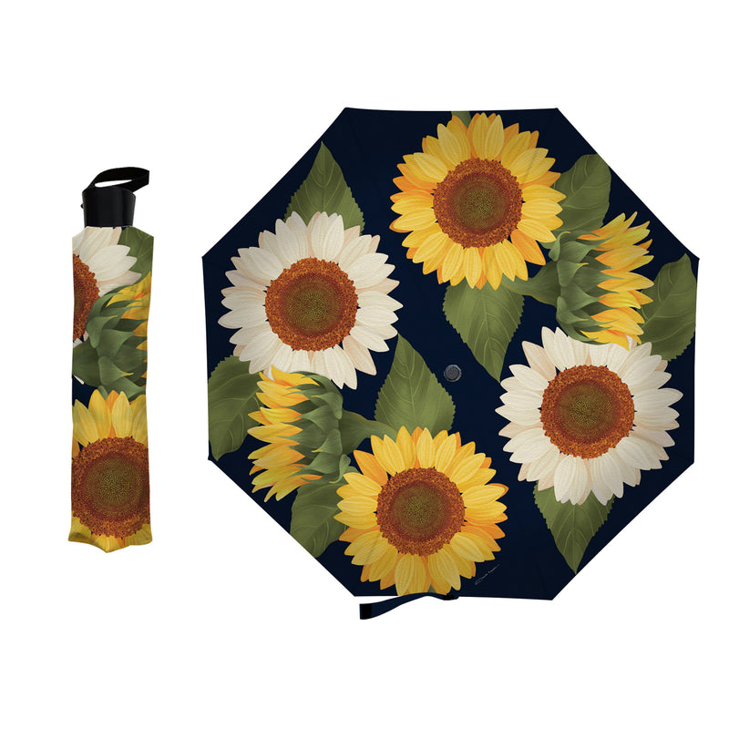 Evergreen Gifts,Sunflowers Compact Manual Umbrella,38.2x38.2x22.44 Inches