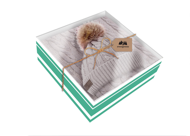 Evergreen Gifts,Grey Scarf and Hat Giftset w/ Box,63x8x0.25 Inches