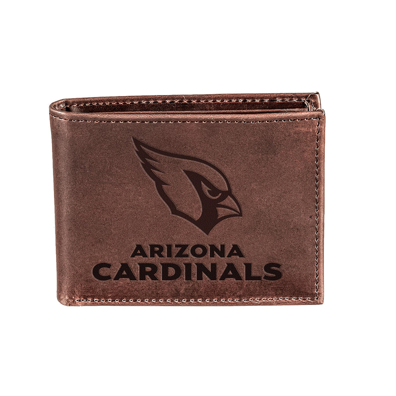 Arizona Cardinals, Bi-Fold Wallet, Brown, CH, 100% Genuine Leather
