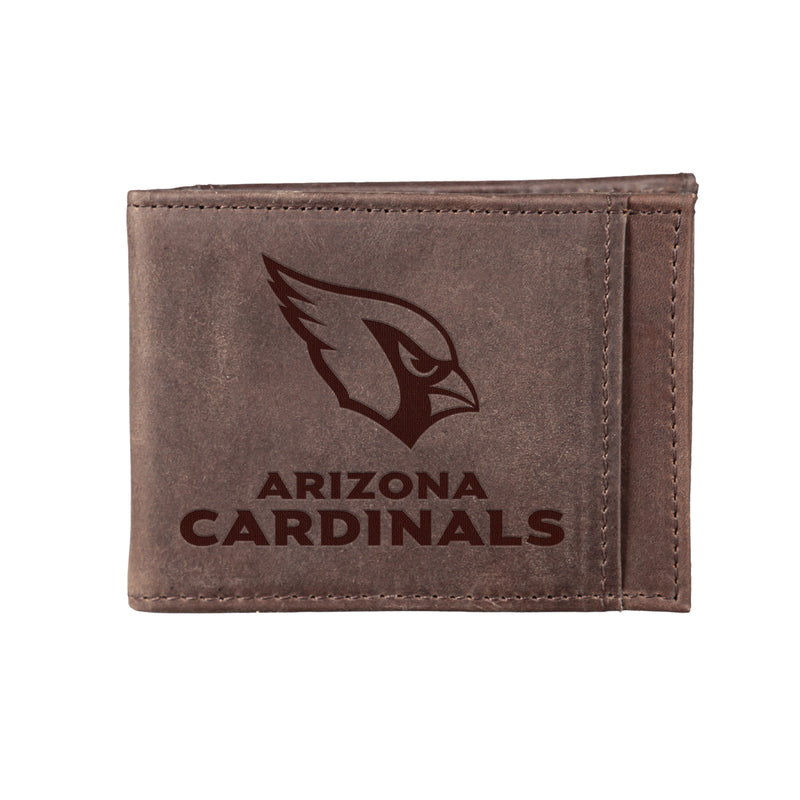 Front Pocket Wallet w/ RFID Blocking, Arizona Cardinals, Brown