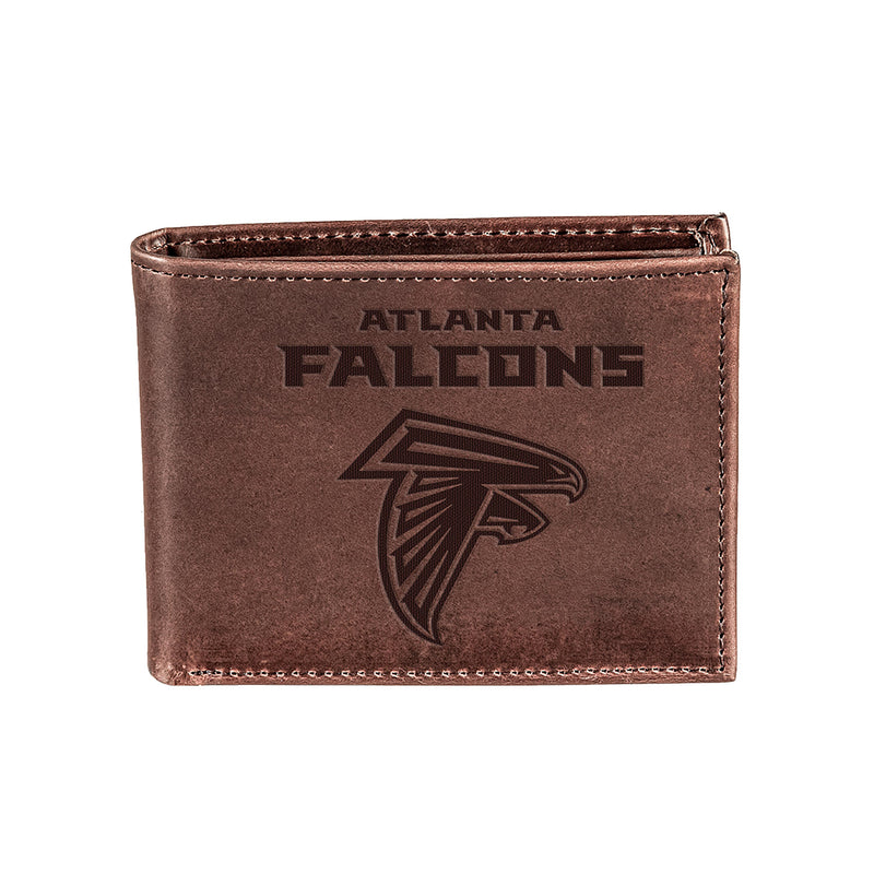 Atlanta Falcons, Bi-Fold Wallet, Brown, CH, 100% Genuine Leather