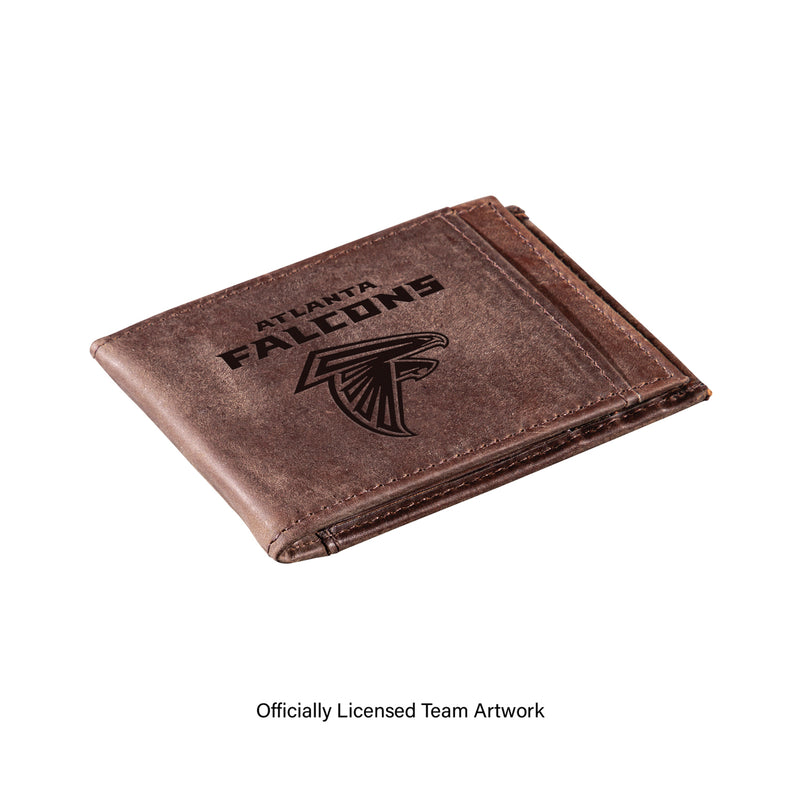 Front Pocket Wallet w/ RFID Blocking, Atlanta Falcons, Brown