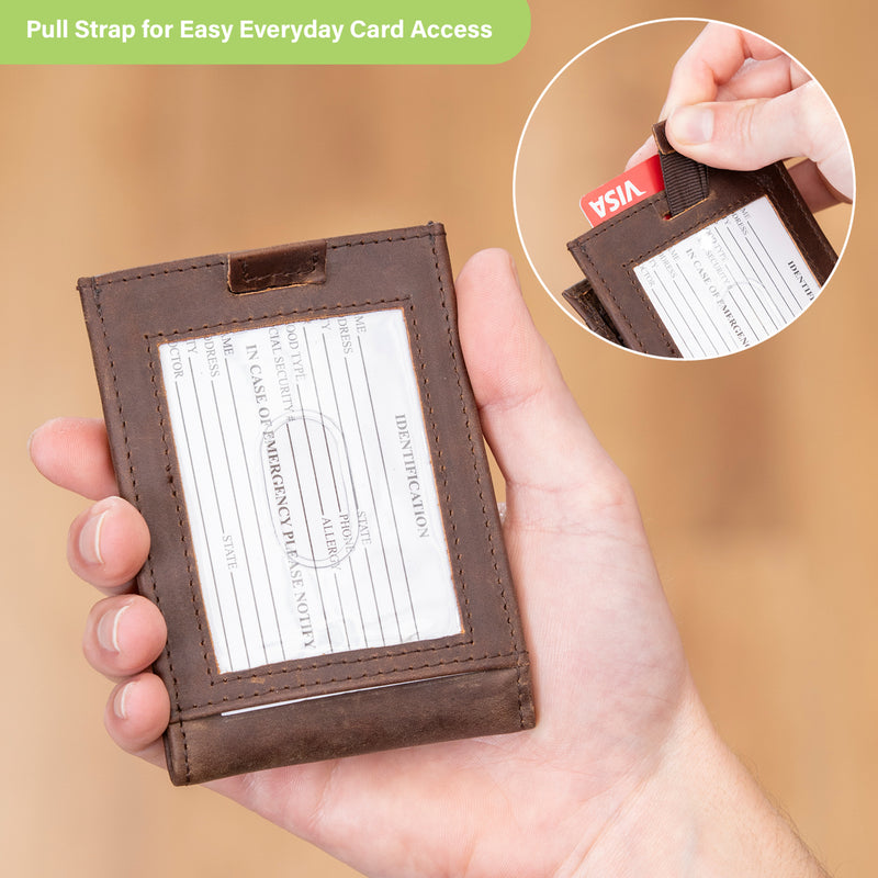 Front Pocket Wallet w/ RFID Blocking, Buffalo Bills, Brown