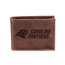 Carolina Panthers, Bi-Fold Wallet, Brown, CH, 100% Genuine Leather