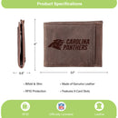 Front Pocket Wallet w/ RFID Blocking, Carolina Panthers, Brown