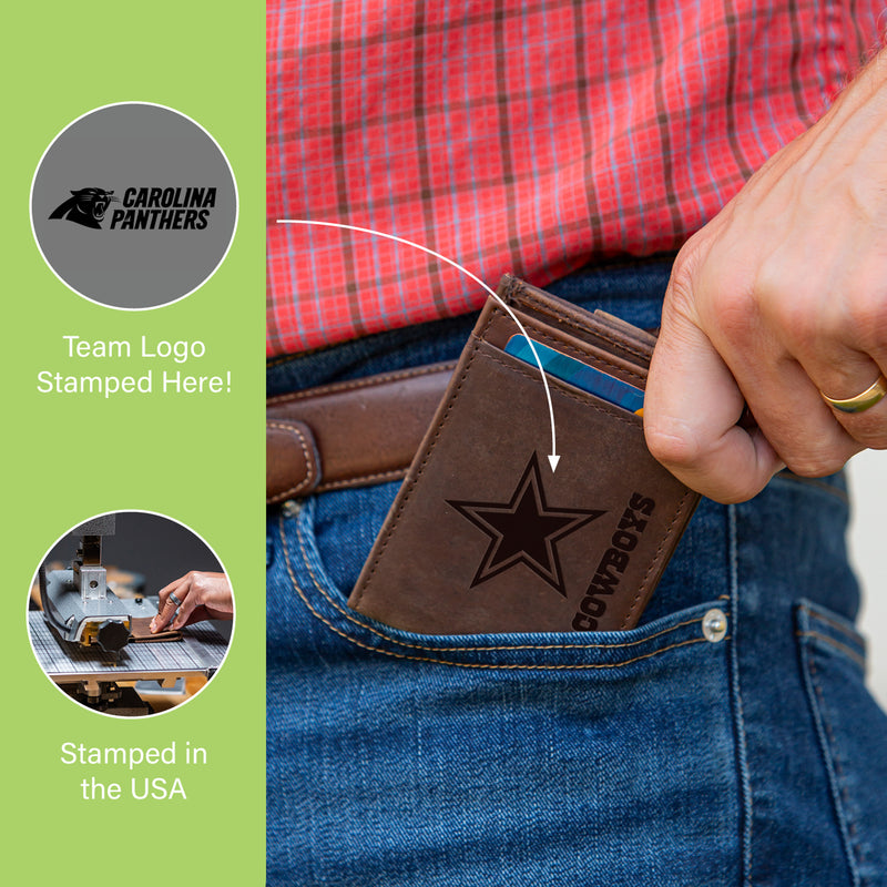 Front Pocket Wallet w/ RFID Blocking, Carolina Panthers, Brown