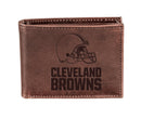 Cleveland Browns, Bi-Fold Wallet, Brown, CH, 100% Genuine Leather