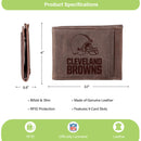 Front Pocket Wallet w/ RFID Blocking, Cleveland Browns, Brown