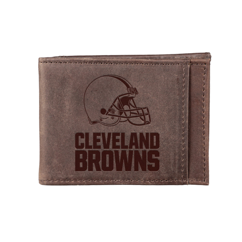 Front Pocket Wallet w/ RFID Blocking, Cleveland Browns, Brown