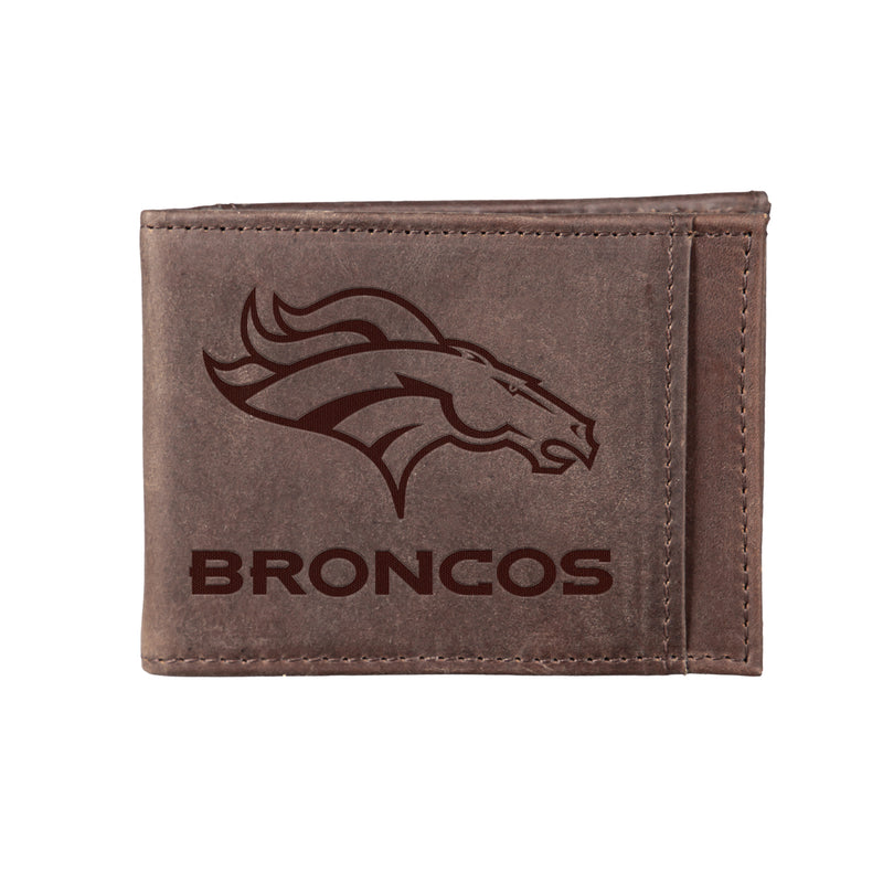 Front Pocket Wallet w/ RFID Blocking, Denver Broncos, Brown