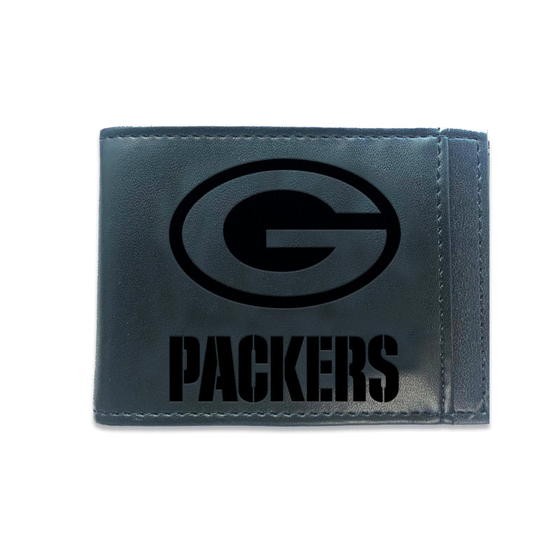 Front Pocket Wallet w/ RFID Blocking, Green Bay Packers, Black