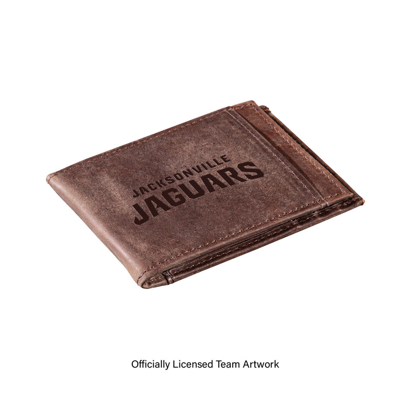 Front Pocket Wallet w/ RFID Blocking, Jacksonville Jaguars, Brown