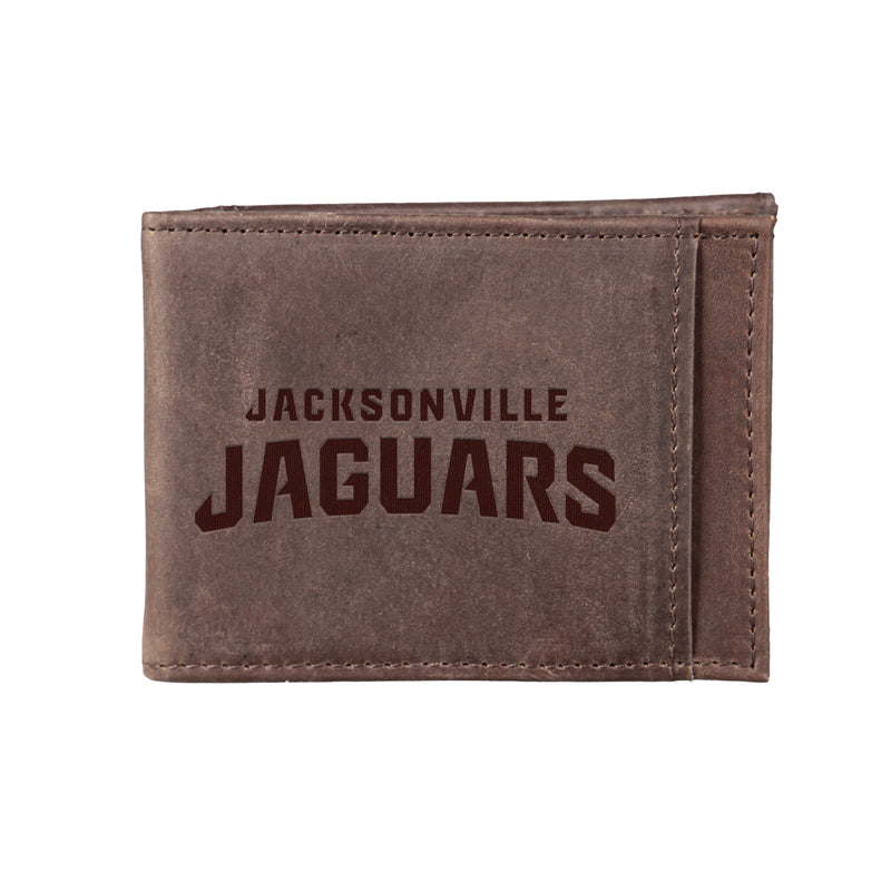 Front Pocket Wallet w/ RFID Blocking, Jacksonville Jaguars, Brown
