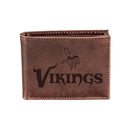 Minnesota Vikings, Bi-Fold Wallet, Brown, CH, 100% Genuine Leather