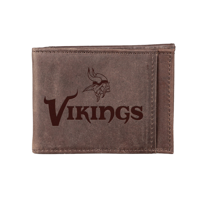 Front Pocket Wallet w/ RFID Blocking, Minnesota Vikings, Brown