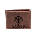 New Orleans Saints, Bi-Fold Wallet, Brown, CH, 100% Genuine Leather
