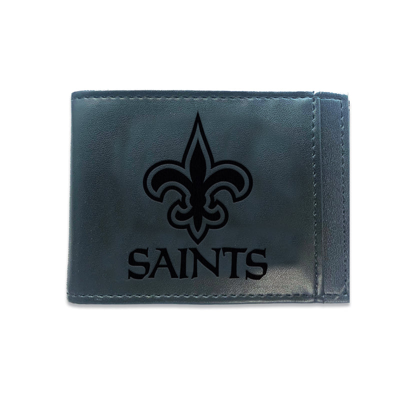 Front Pocket Wallet w/ RFID Blocking, New Orleans Saints, Black