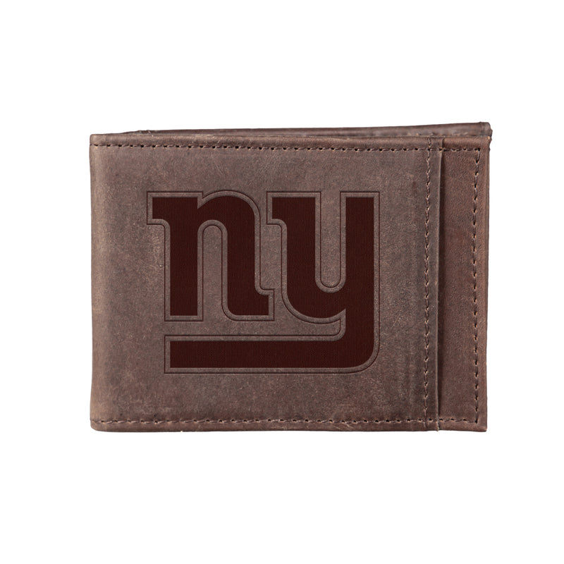 Front Pocket Wallet w/ RFID Blocking, New York Giants, Brown