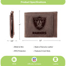 Front Pocket Wallet w/ RFID Blocking, Las Vegas Raiders, Brown