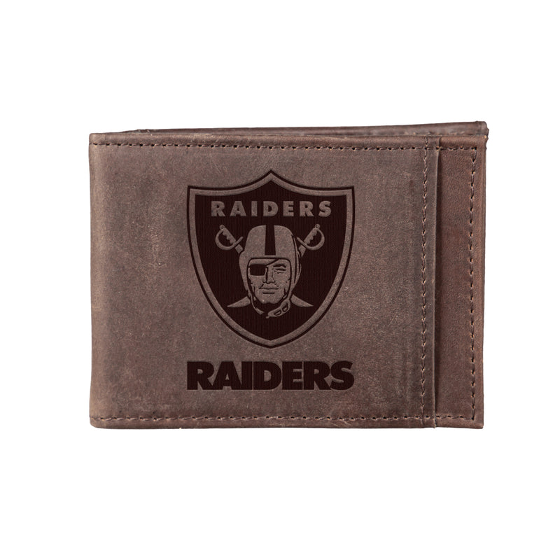 Front Pocket Wallet w/ RFID Blocking, Las Vegas Raiders, Brown