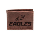 Philadelphia Eagles, Bi-Fold Wallet, Brown, CH, 100% Genuine Leather