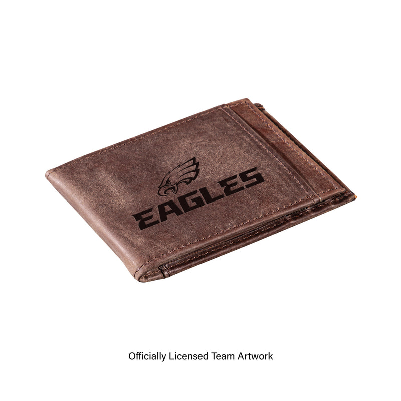 Front Pocket Wallet w/ RFID Blocking, Philadelphia Eagles, Brown
