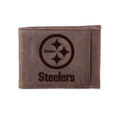 Front Pocket Wallet w/ RFID Blocking, Pittsburgh Steelers, Brown