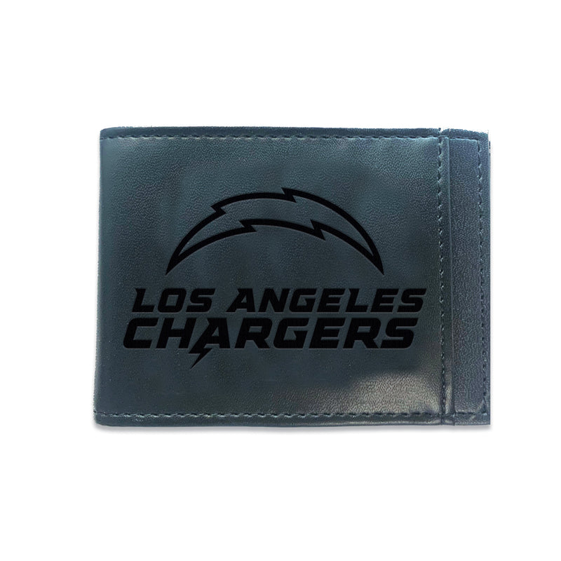 Front Pocket Wallet w/ RFID Blocking, Los Angeles Chargers, Black