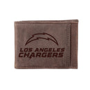 Front Pocket Wallet w/ RFID Blocking, Los Angeles Chargers, Brown