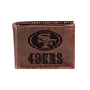 San Francisco 49ers, Bi-Fold Wallet, Brown, CH, 100% Genuine Leather