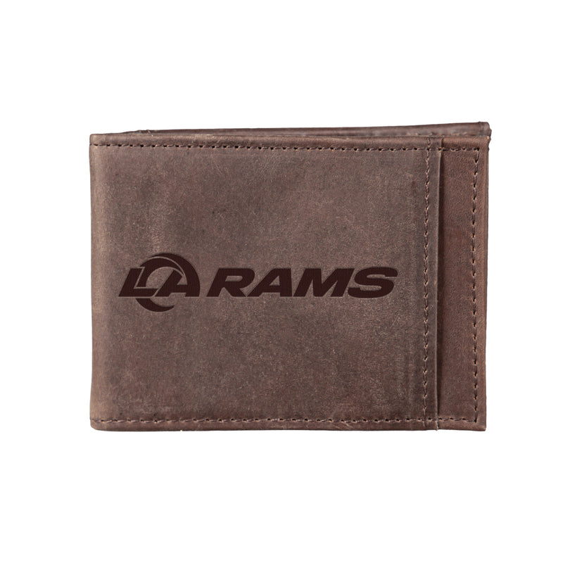 Front Pocket Wallet w/ RFID Blocking, Los Angeles Rams, Brown