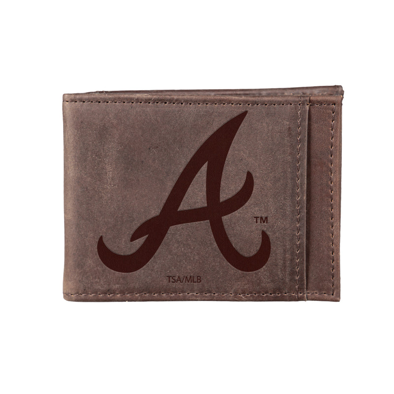 Atlanta Braves Front Pocket Wallet w/ RFID Blocking Brown