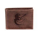 Baltimore Orioles Bi-Fold Wallet Brown 100% Genuine Leather