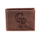Colorado Rockies Bi-Fold Wallet Brown 100% Genuine Leather