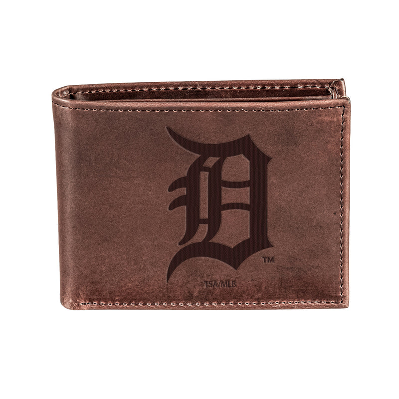 Detroit Tigers Bi-Fold Wallet Brown 100% Genuine Leather