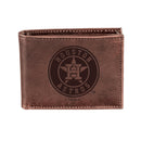 Houston Astros Bi-Fold Wallet Brown 100% Genuine Leather