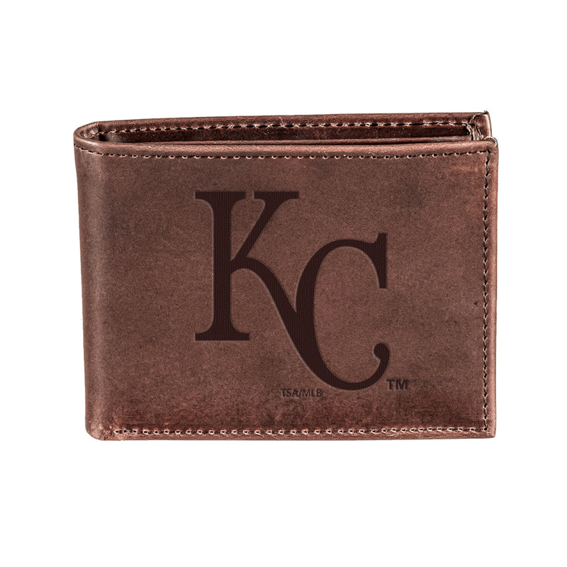 Kansas City Royals Bi-Fold Wallet Brown 100% Genuine Leather